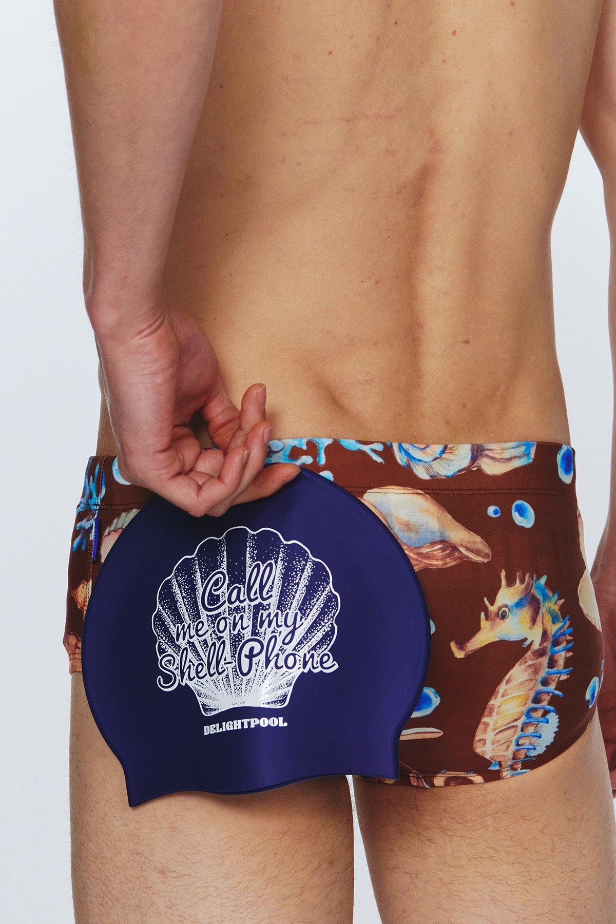 Shell Phone Swim Cap - Navy