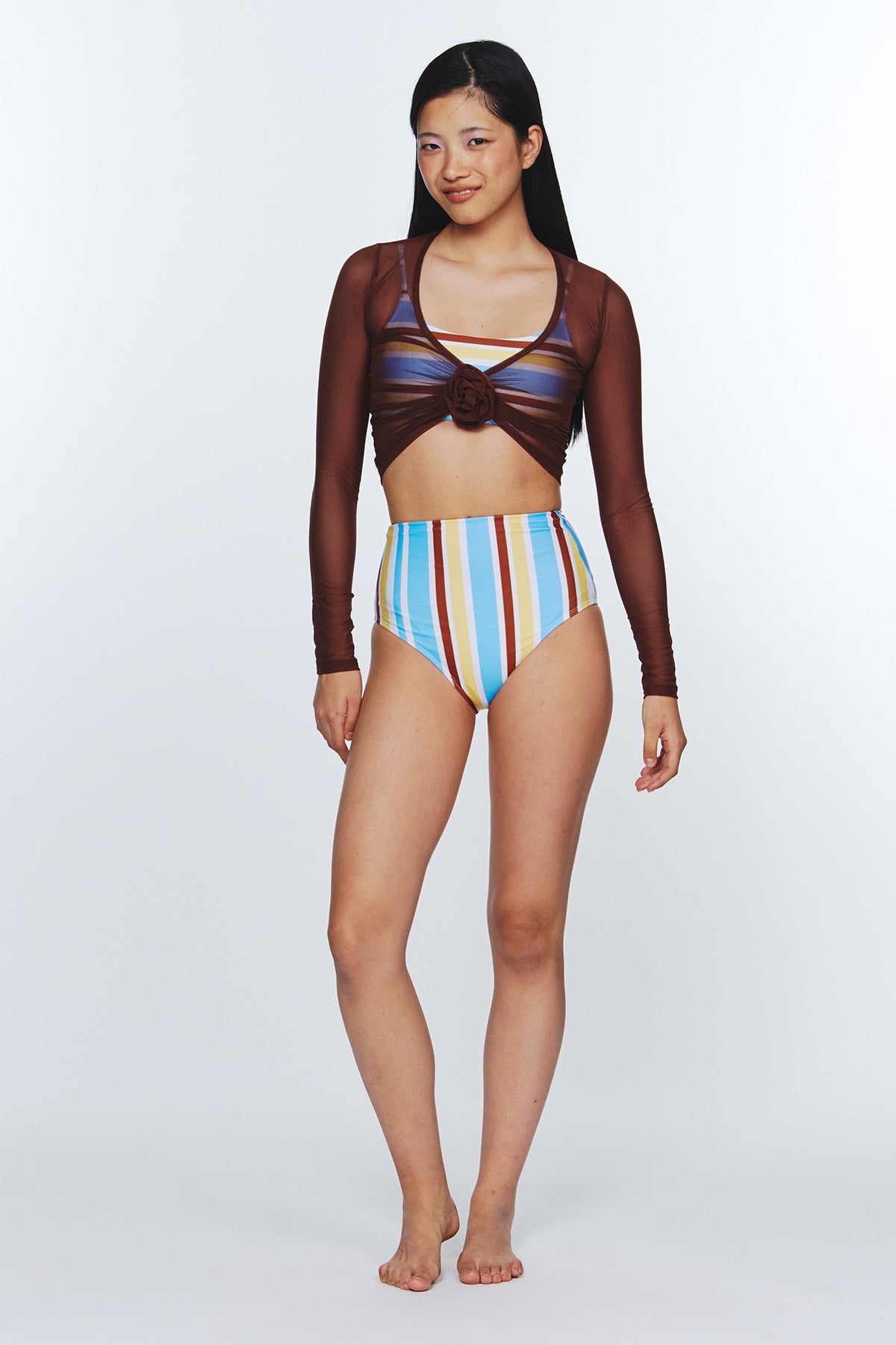 ロージーメッシュトップ - ブラウン