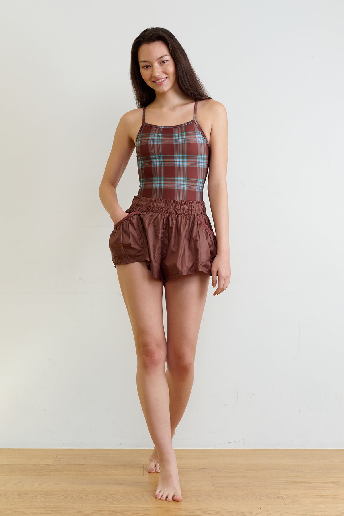 Autumn Plaid swimsuit - Amber Brown