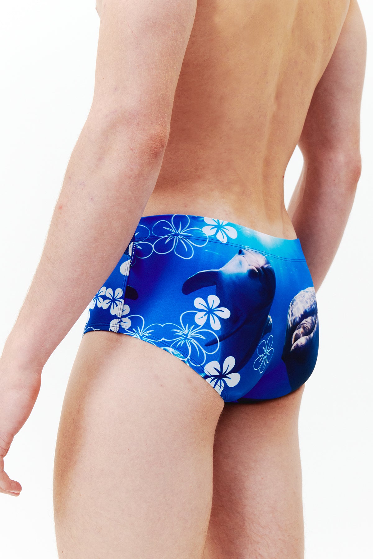 Maillot de bain coupe carrée Dolphin Hibiscus - Bleu foncé