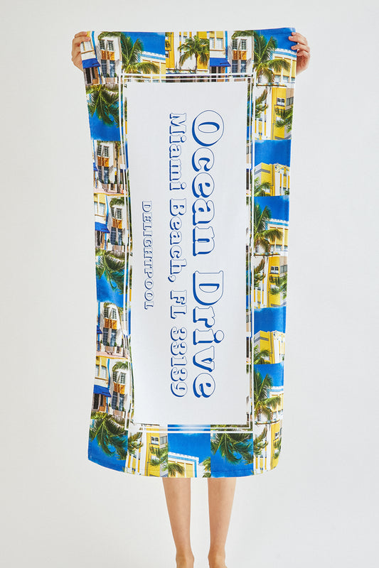 Serviette de plage Ocean Drive - Bleu Cobalt