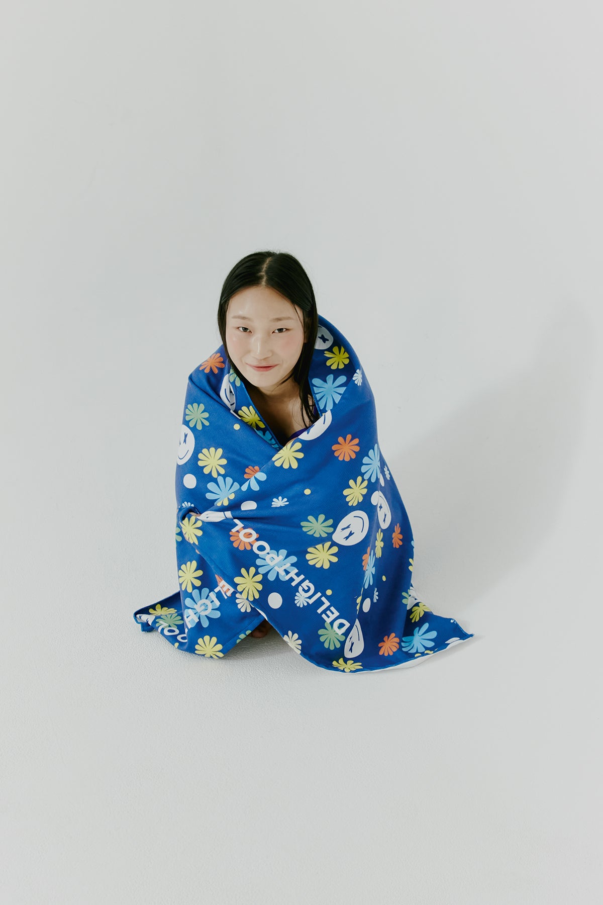 Serviette de plage Hippie smile - Bleu cobalt