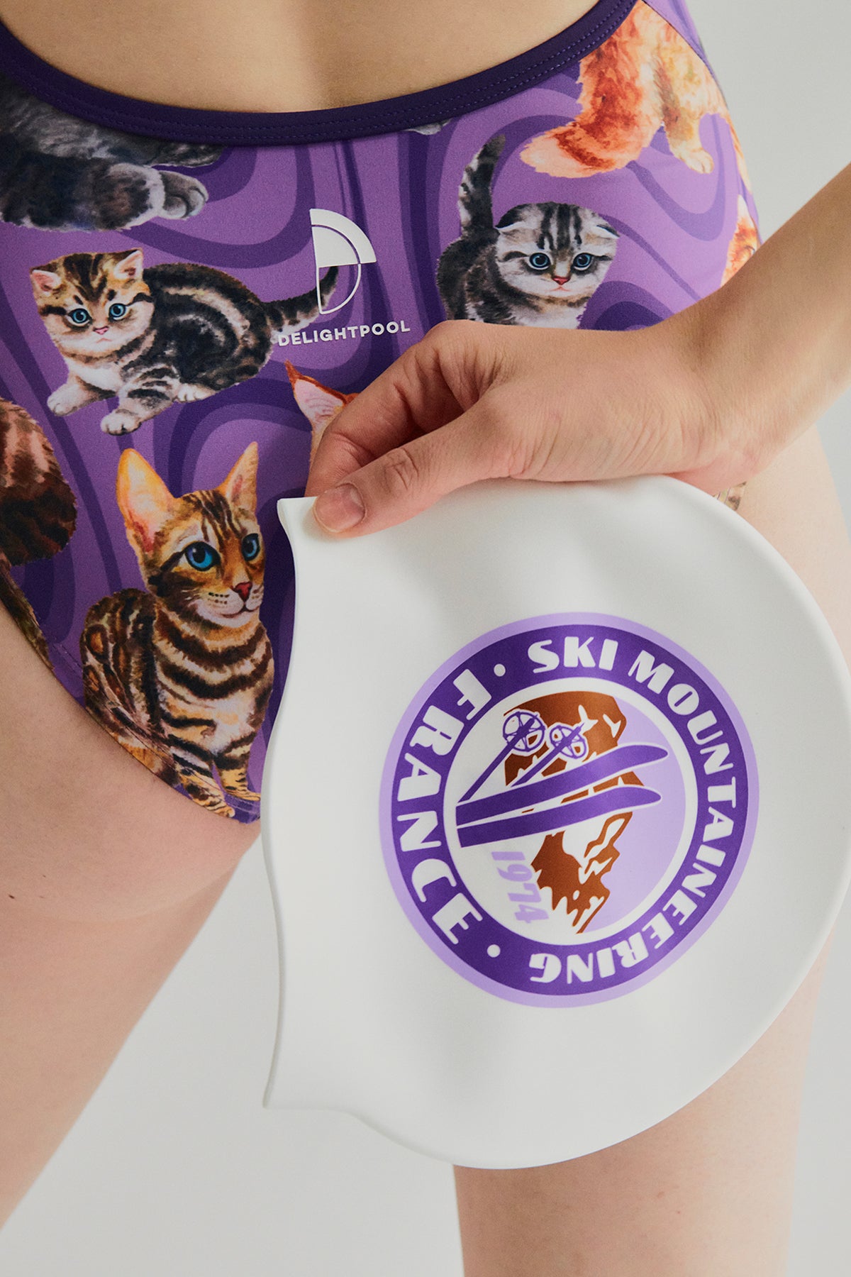 Cats Swirling Swimsuit - Royal Purple