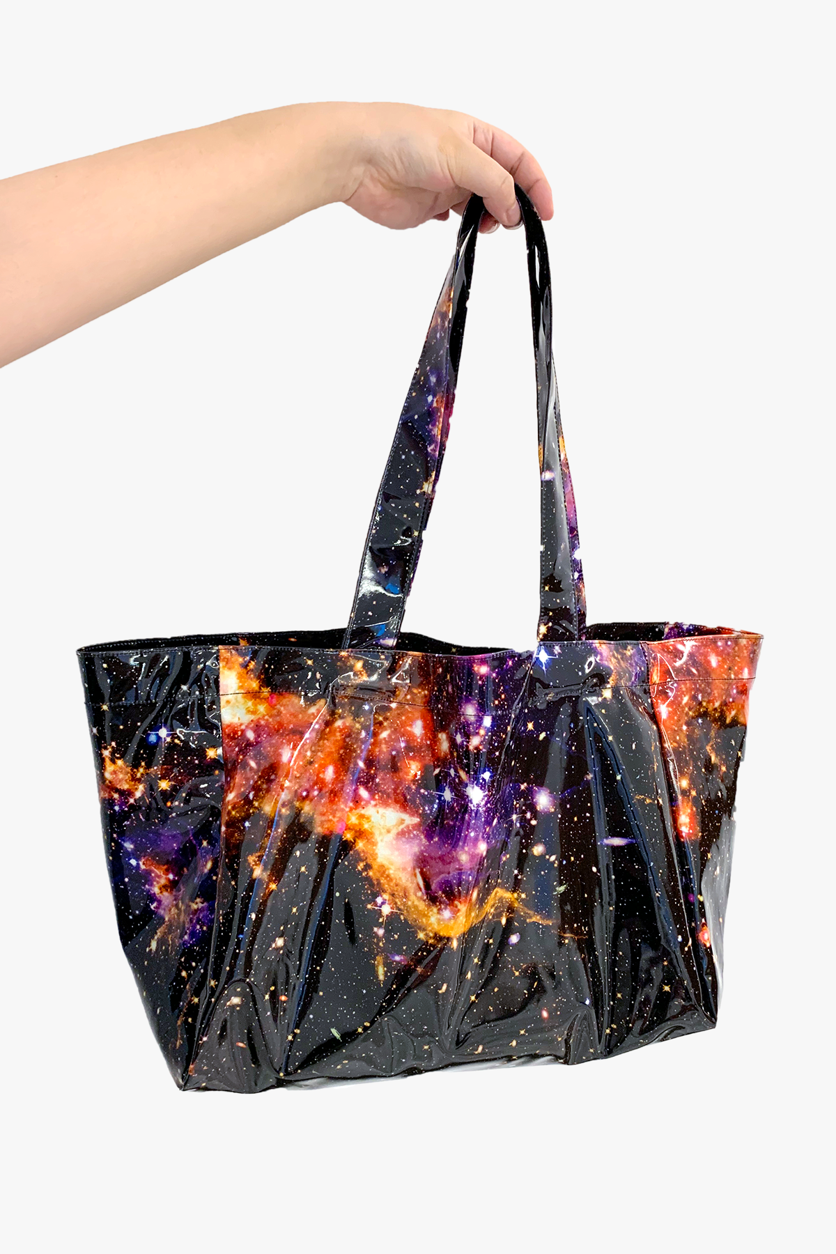 Cosmic glossy Shopper bag - Black