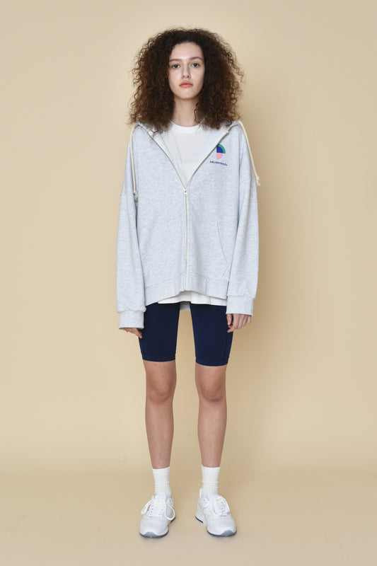 DP フード ジップアップ - メランジ グレー