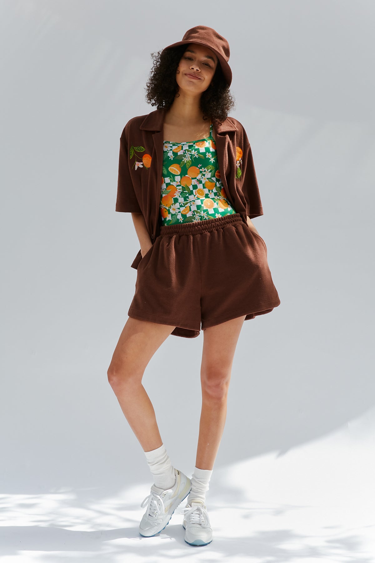 Orange checkers Swimsuit - Tropical Green