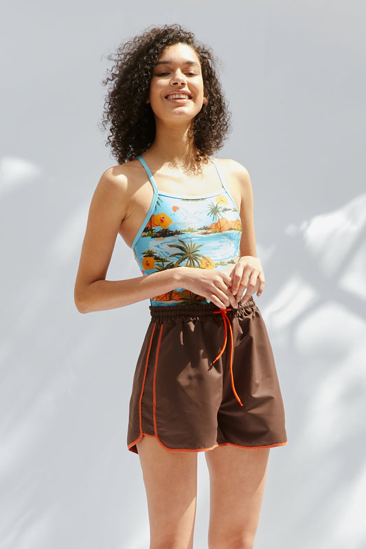 Track swim shorts - Brown