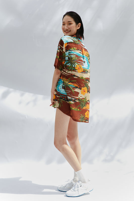 Sunset Beach Long Shirt - Coconut Brown