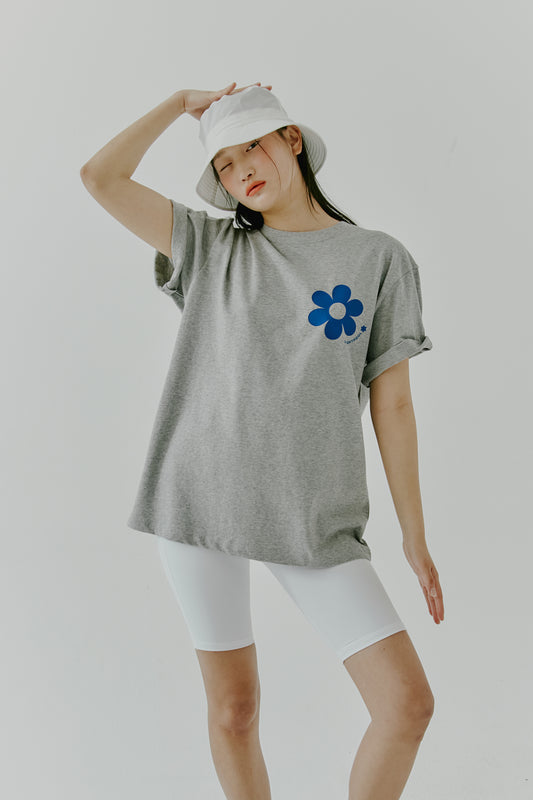 フラワーパワーTシャツ - メランジグレー