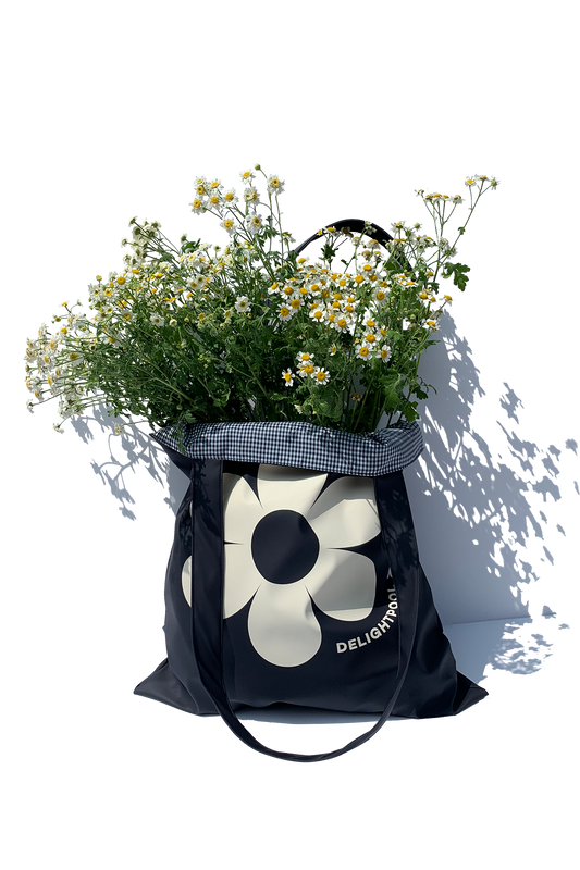 フラワーパワー ショッパーバッグ - ネイビー