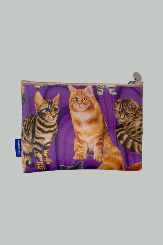 Cats Swiring Pouch - Purple