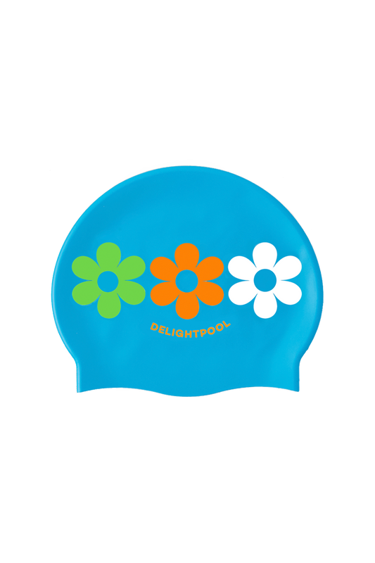 Triple flowers swim cap - Blue
