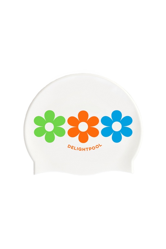 Triple flowers swim cap - White