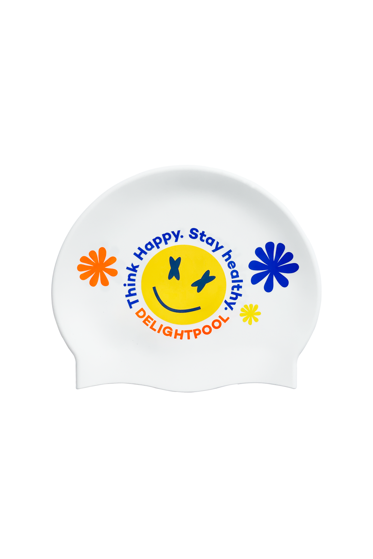 Hippie smile swim cap - White