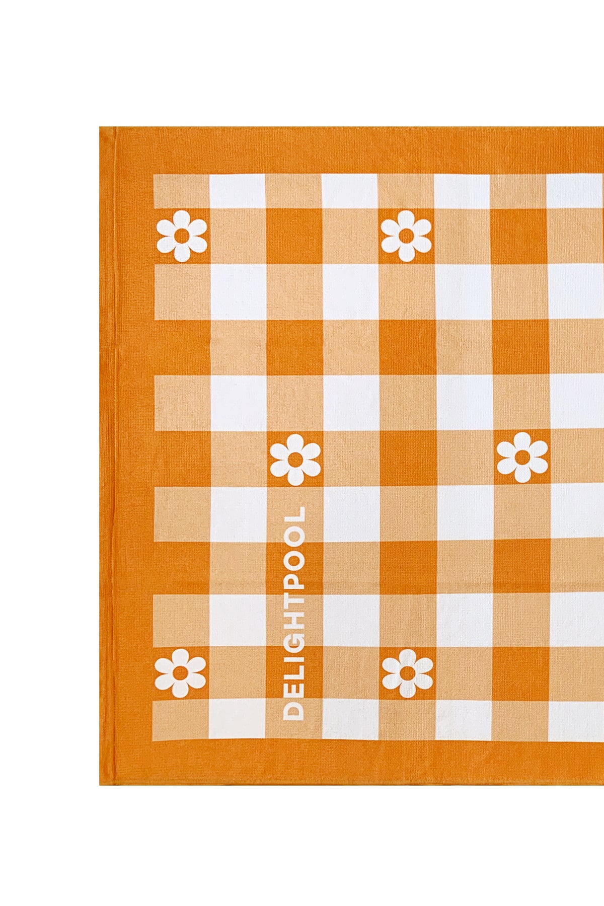 ギンガムフラワービーチタオル - レトロオレンジ