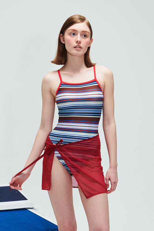 Mesh Mini Skirt - Red