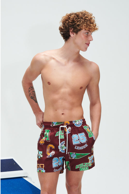 Athletic Club Swim Trunks - Burgundy Rush