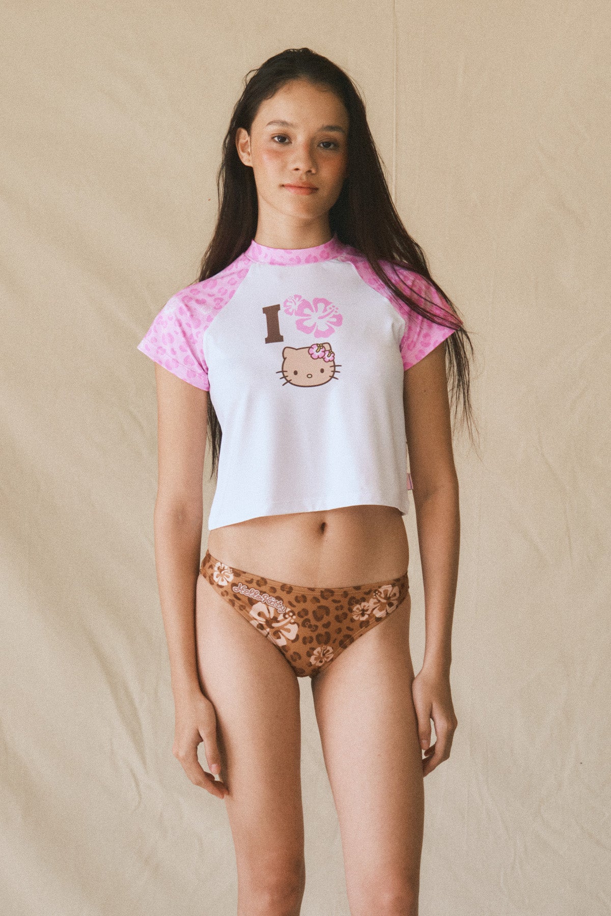 Aloha Leopard  Water TOP - Hibiscus Pink
