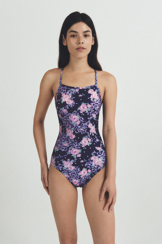 Rosy Leopard swimsuit - Purple Kiss