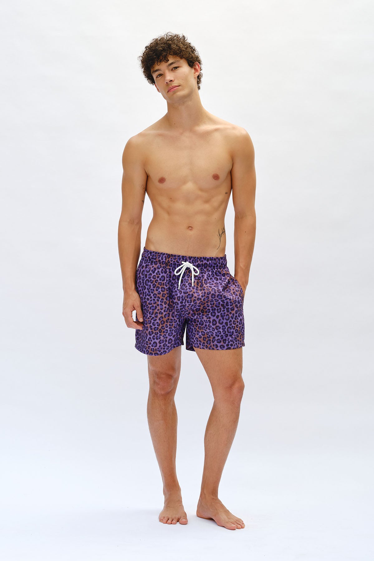 Dusty Leopard Swim Trunks - Dusk Violet