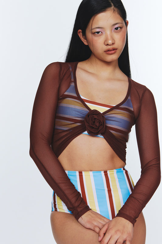 Rosy Mesh Top - Brown