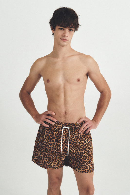 Sienna Leopard Swim Trunks - Toffee Brown