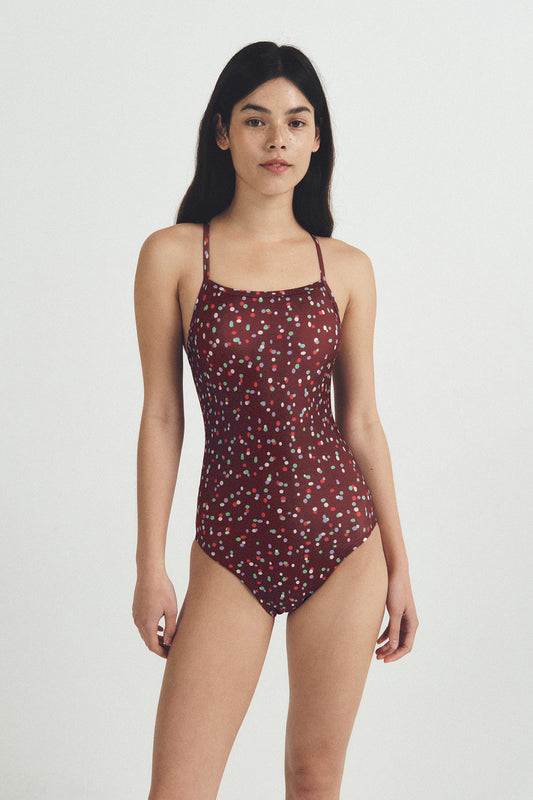 Grumpy Dot swimsuit - Cherry Pop
