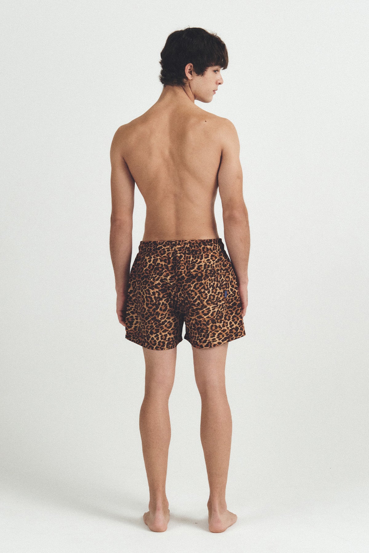 秋のチェック柄スイムトランクス - アンバーブラウン