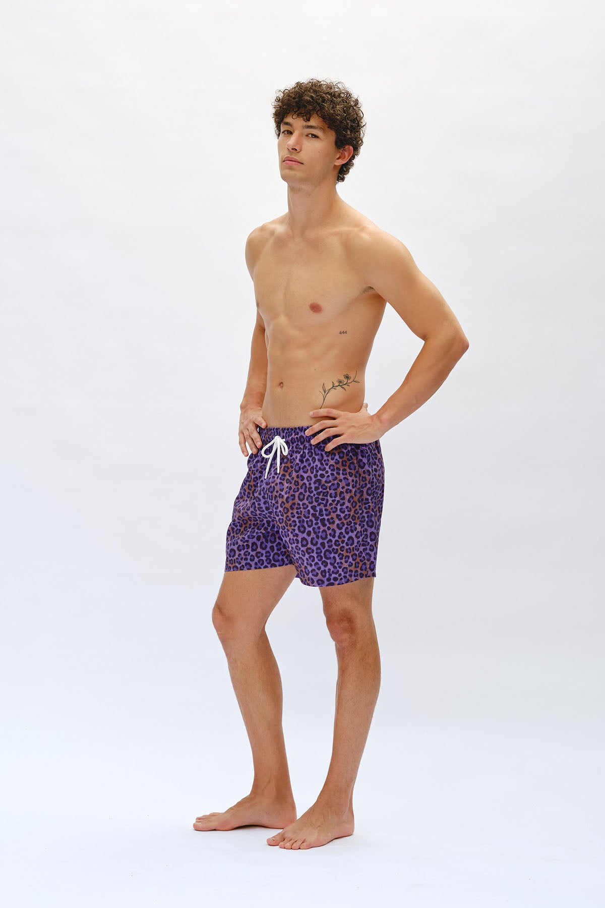 Dusty Leopard Swim Trunks - Dusk Violet