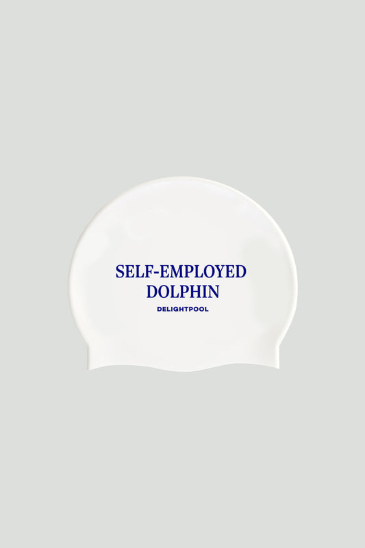 Self employed dolphin Swim Cap - White