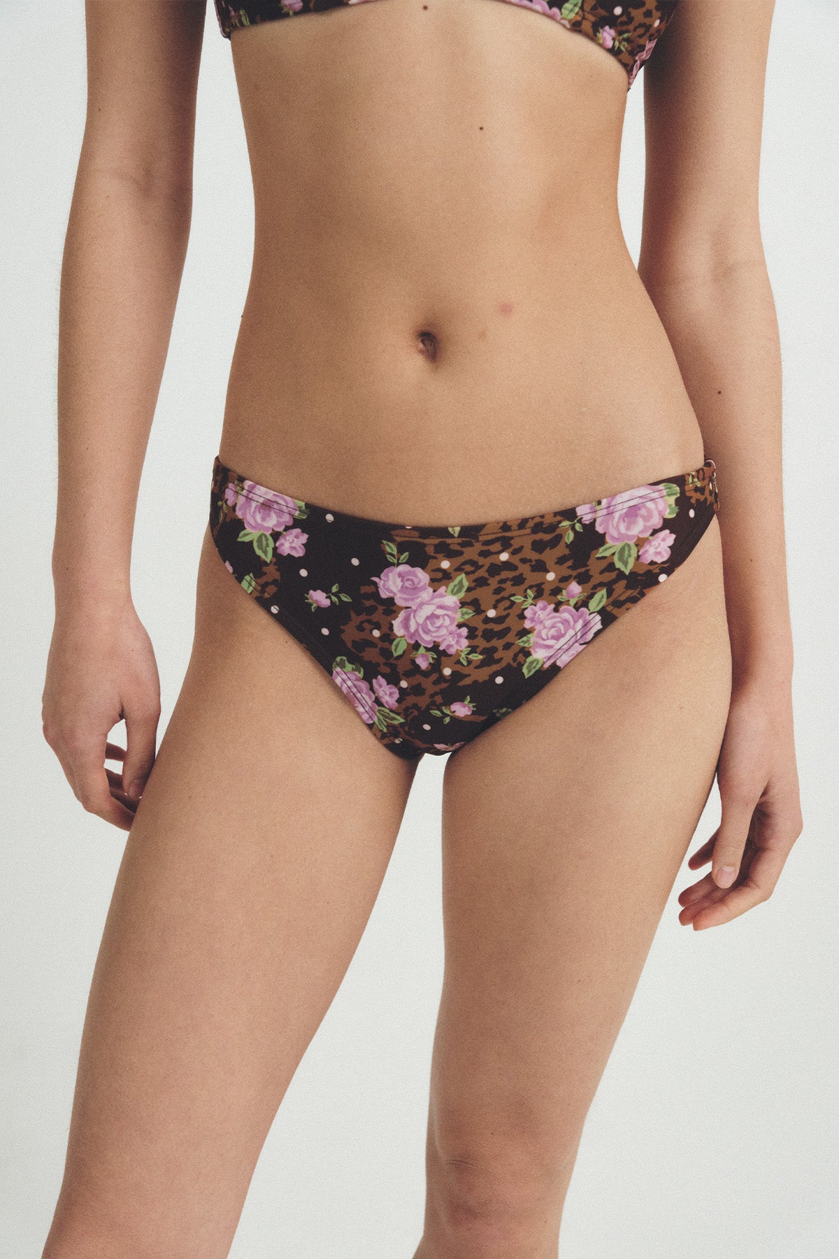 Bas de bikini léopard rose - Baiser noisette