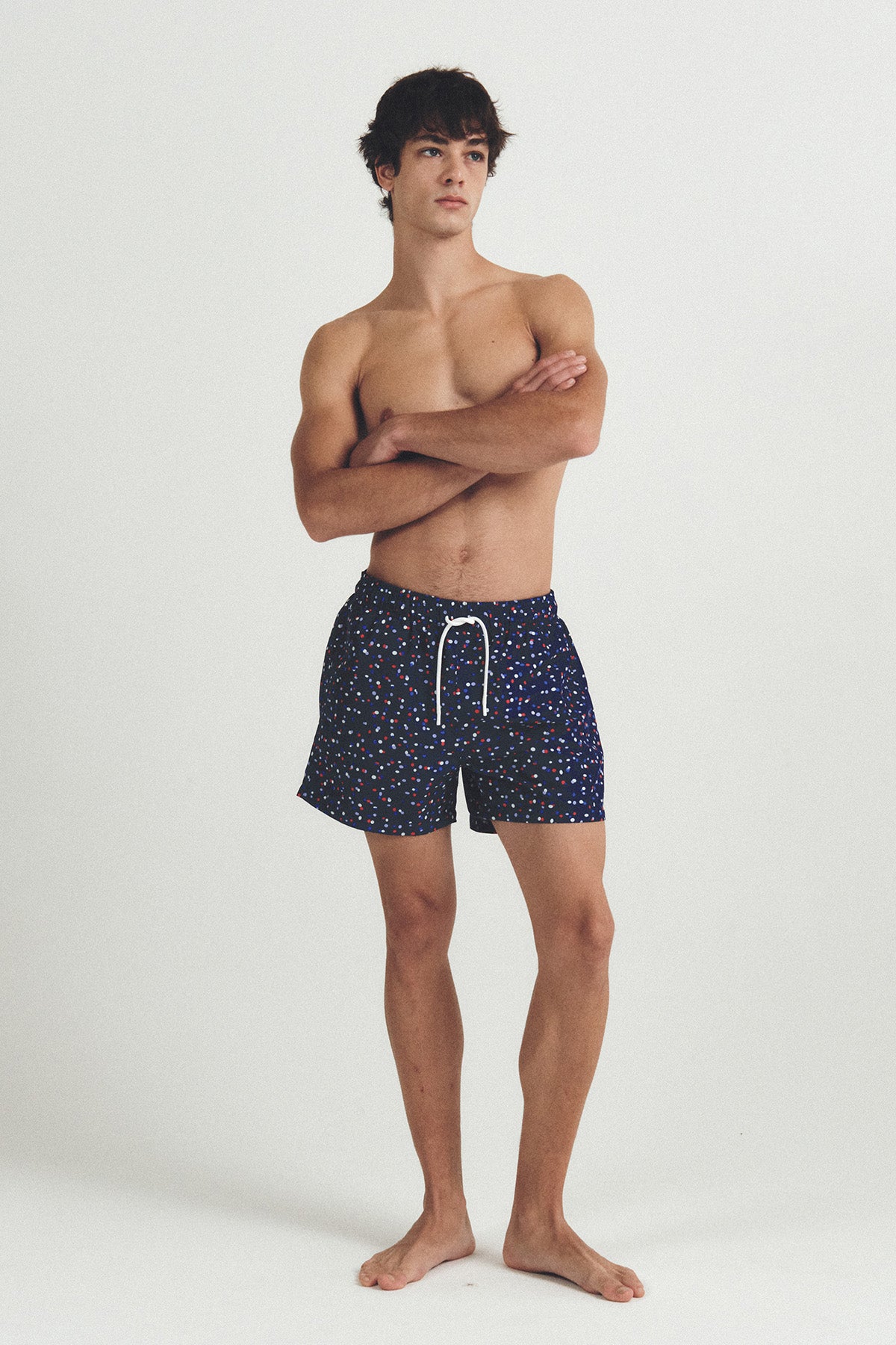 秋のチェック柄スイムトランクス - アンバーブラウン