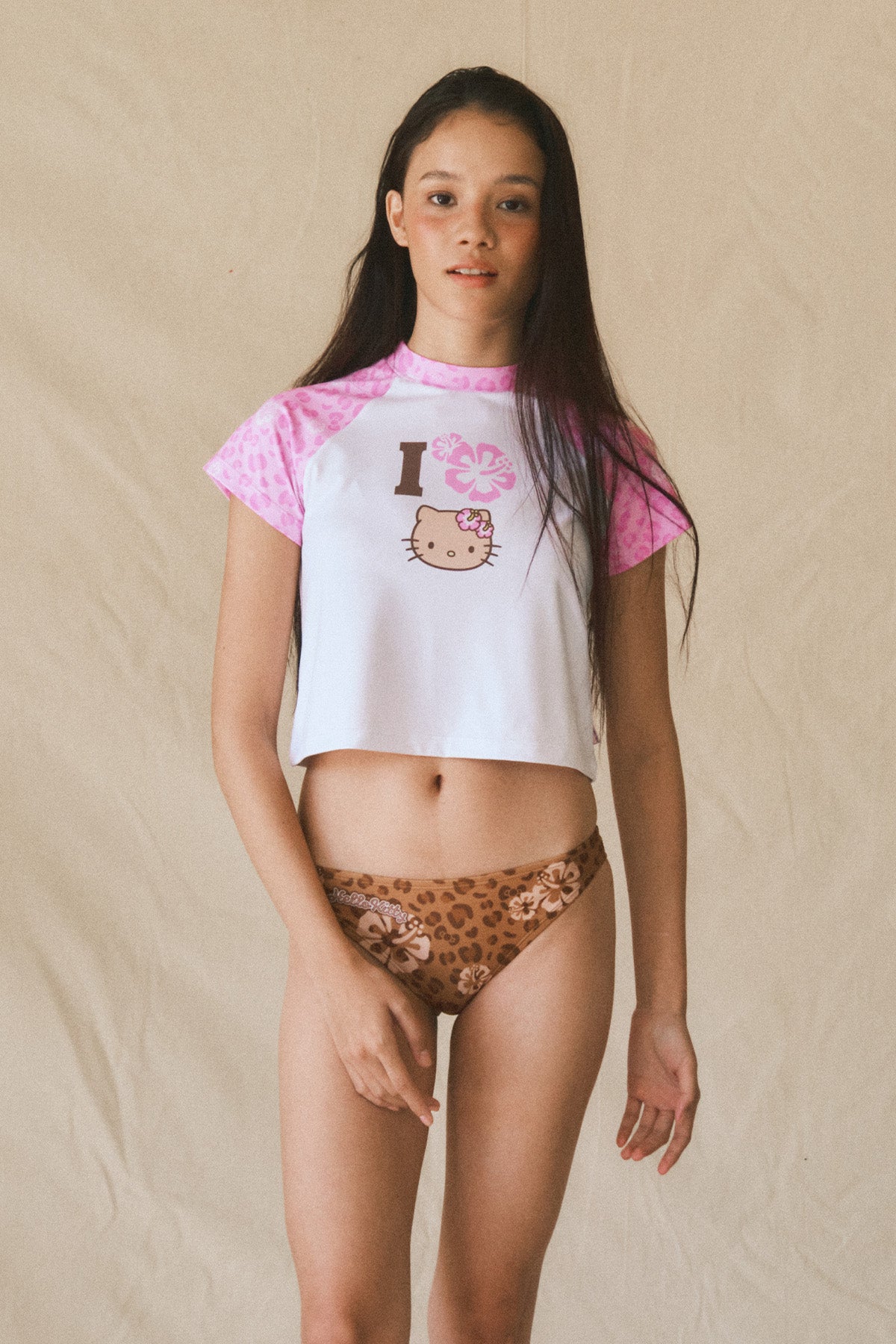 Aloha Leopard  Water TOP - Hibiscus Pink