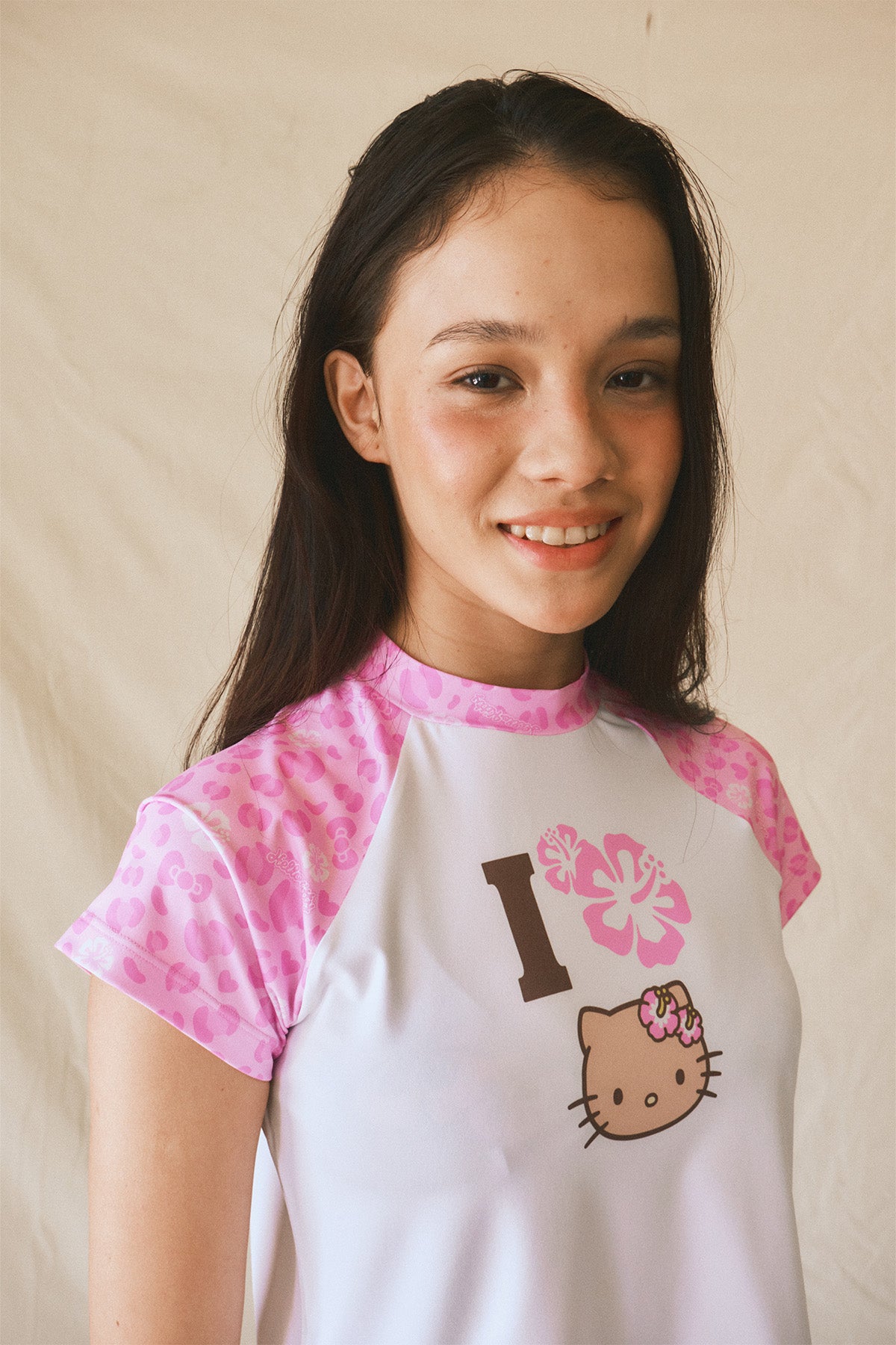 Aloha Leopard  Water TOP - Hibiscus Pink