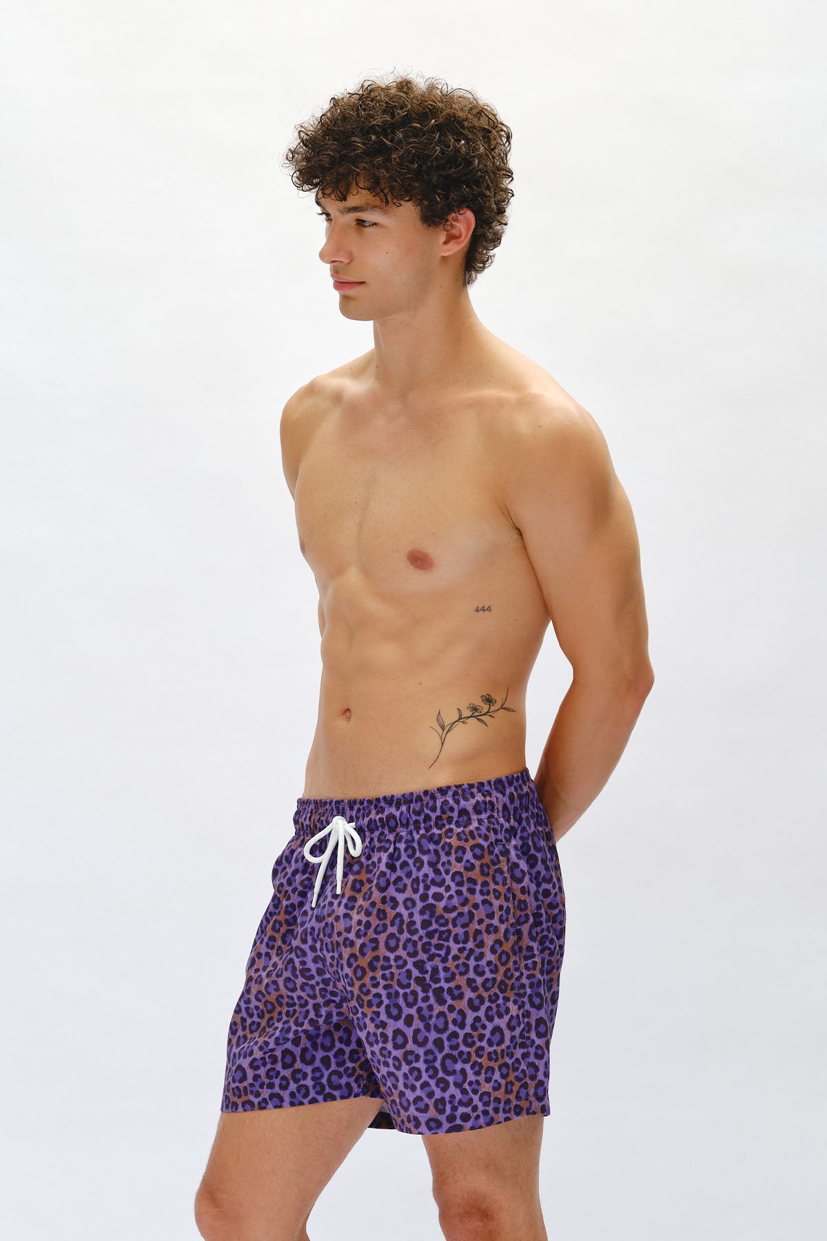 Dusty Leopard Swim Trunks - Dusk Violet