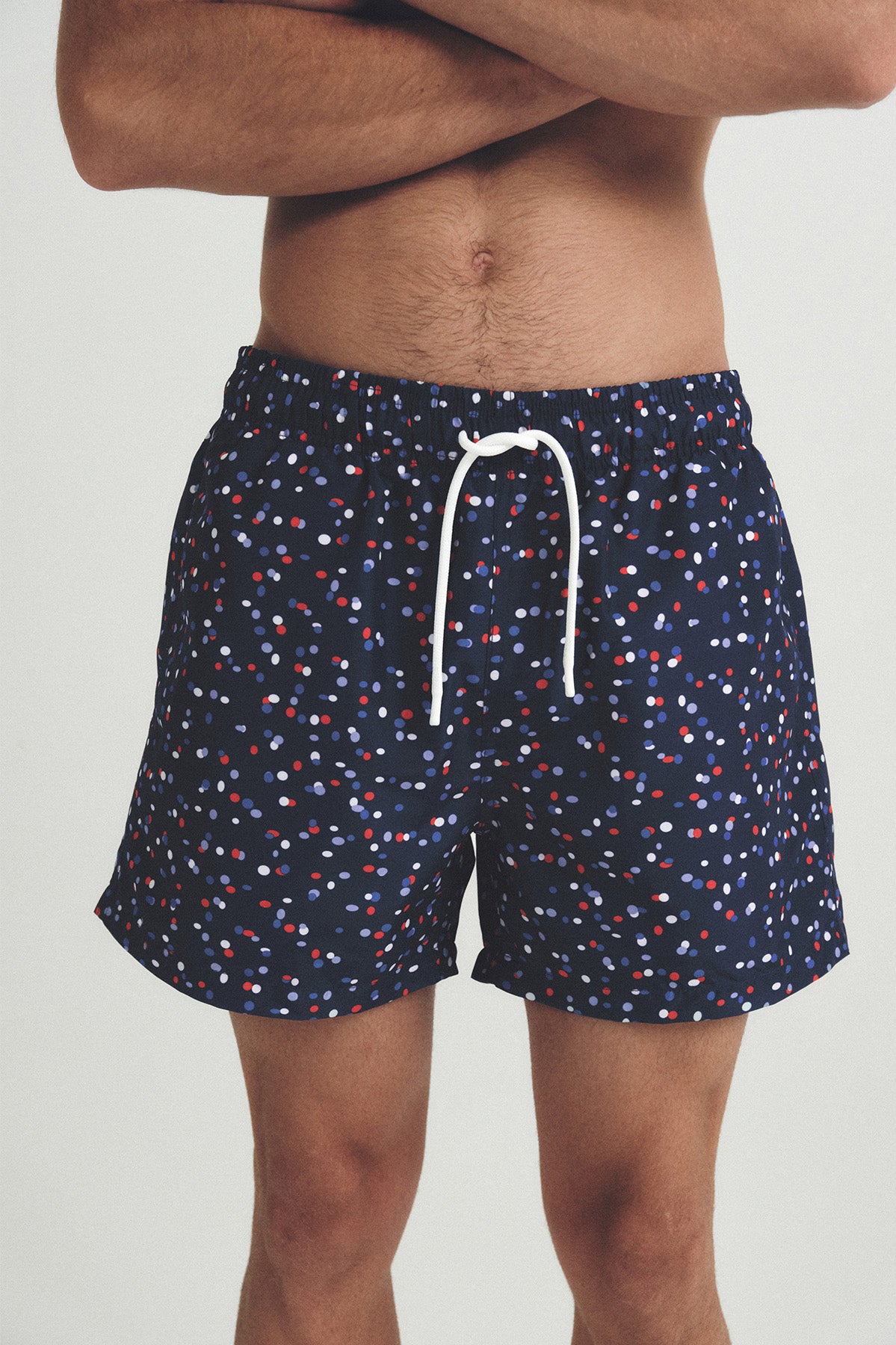 秋のチェック柄スイムトランクス - アンバーブラウン