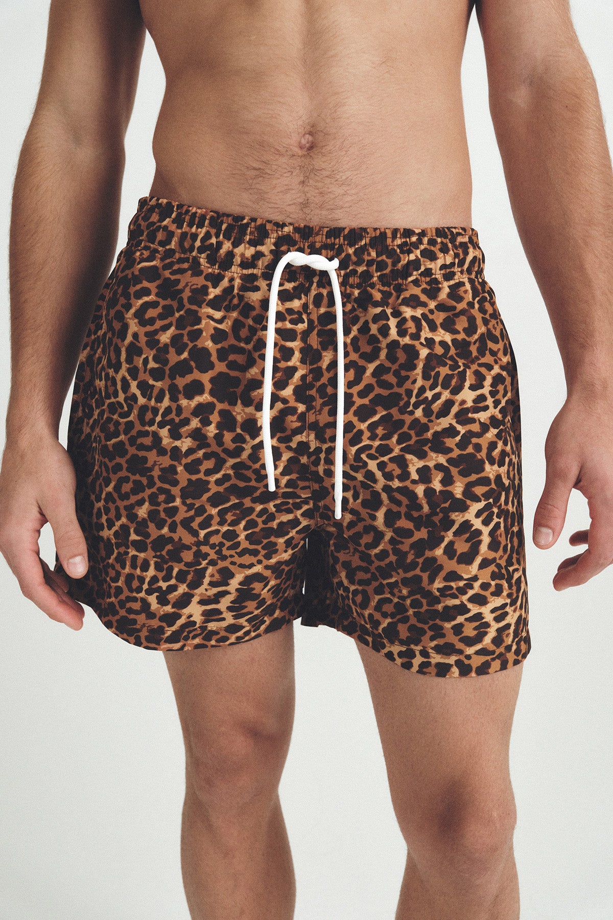 秋のチェック柄スイムトランクス - アンバーブラウン