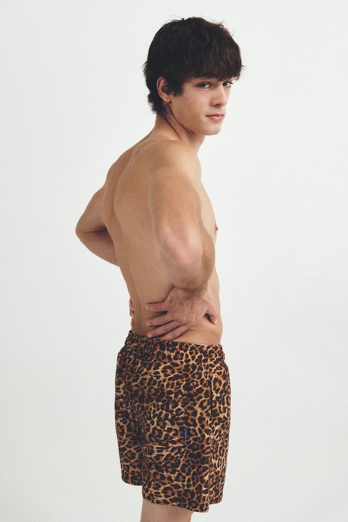 秋のチェック柄スイムトランクス - アンバーブラウン