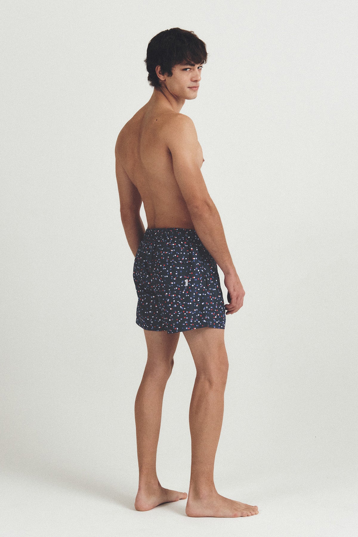 秋のチェック柄スイムトランクス - アンバーブラウン