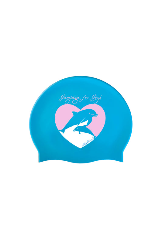 Dolphin Heart スイム キャップ - ブルー