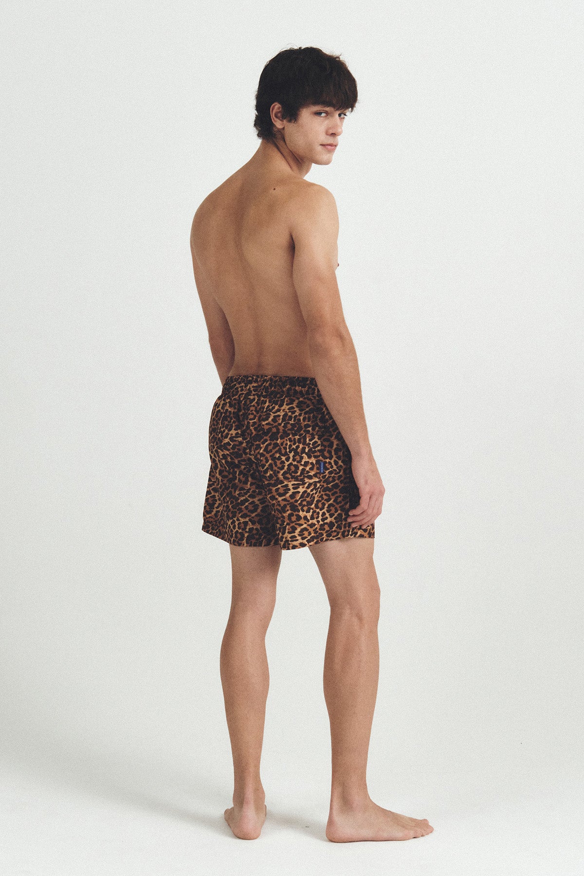 秋のチェック柄スイムトランクス - アンバーブラウン