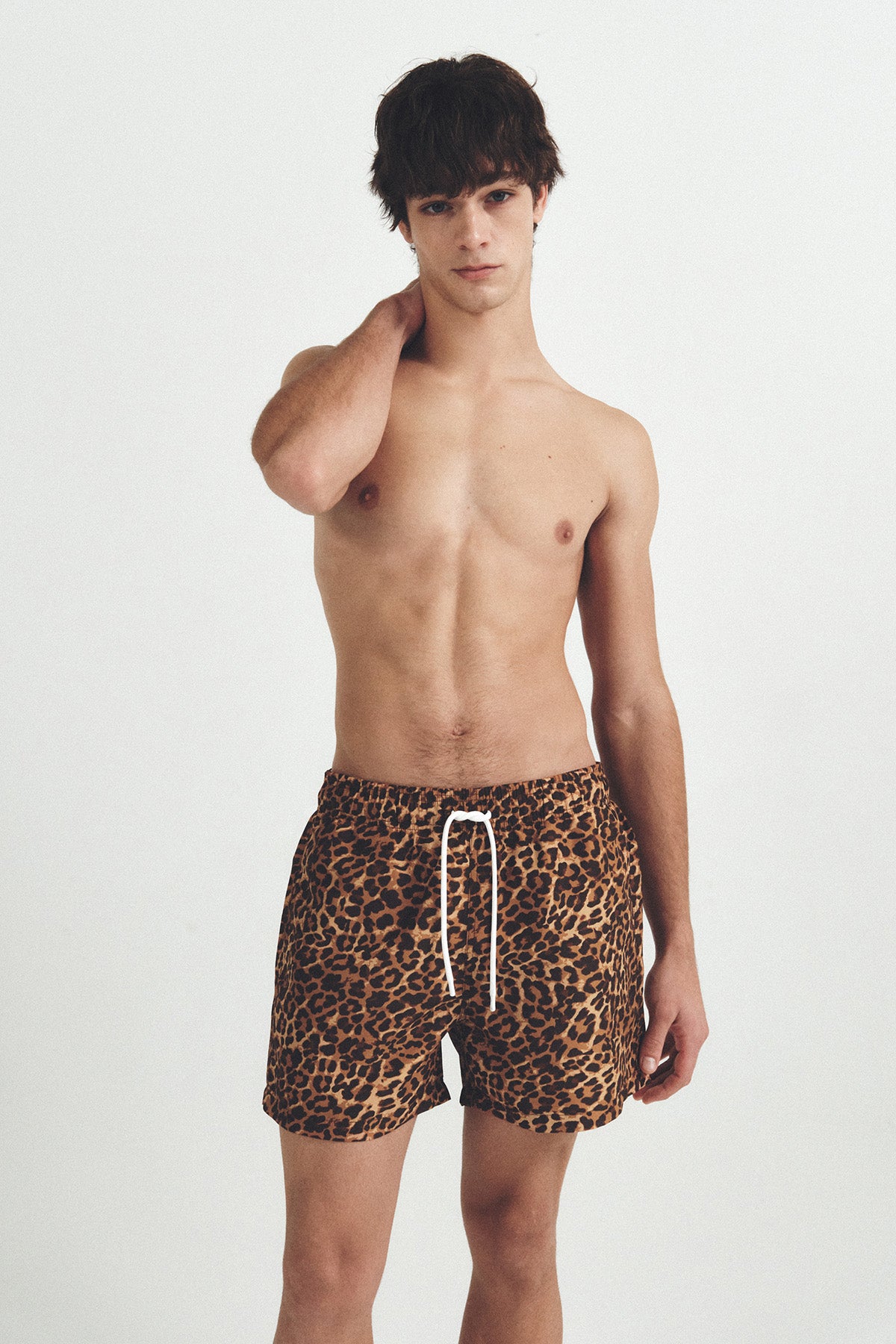 秋のチェック柄スイムトランクス - アンバーブラウン