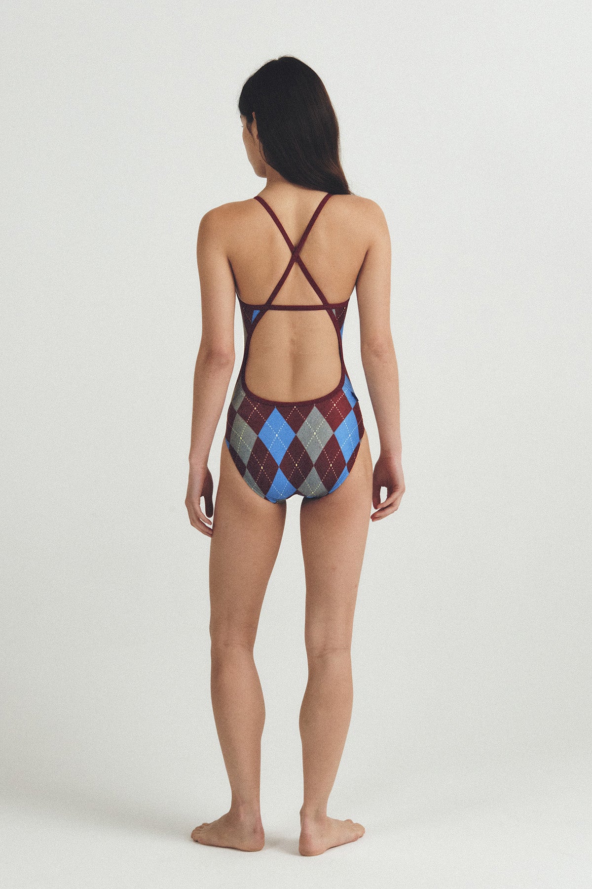 Velvet Argyle swimsuit - Velvety Rouge