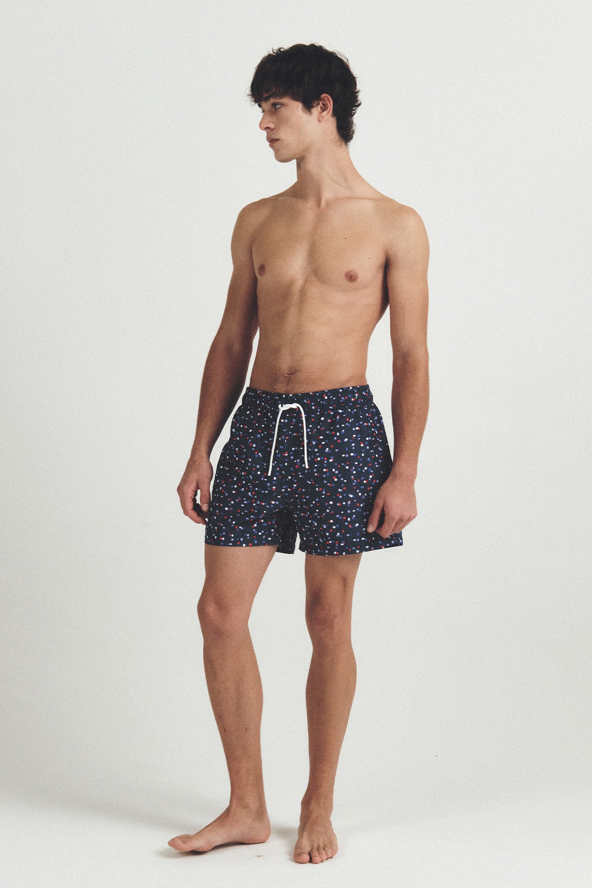 秋のチェック柄スイムトランクス - アンバーブラウン