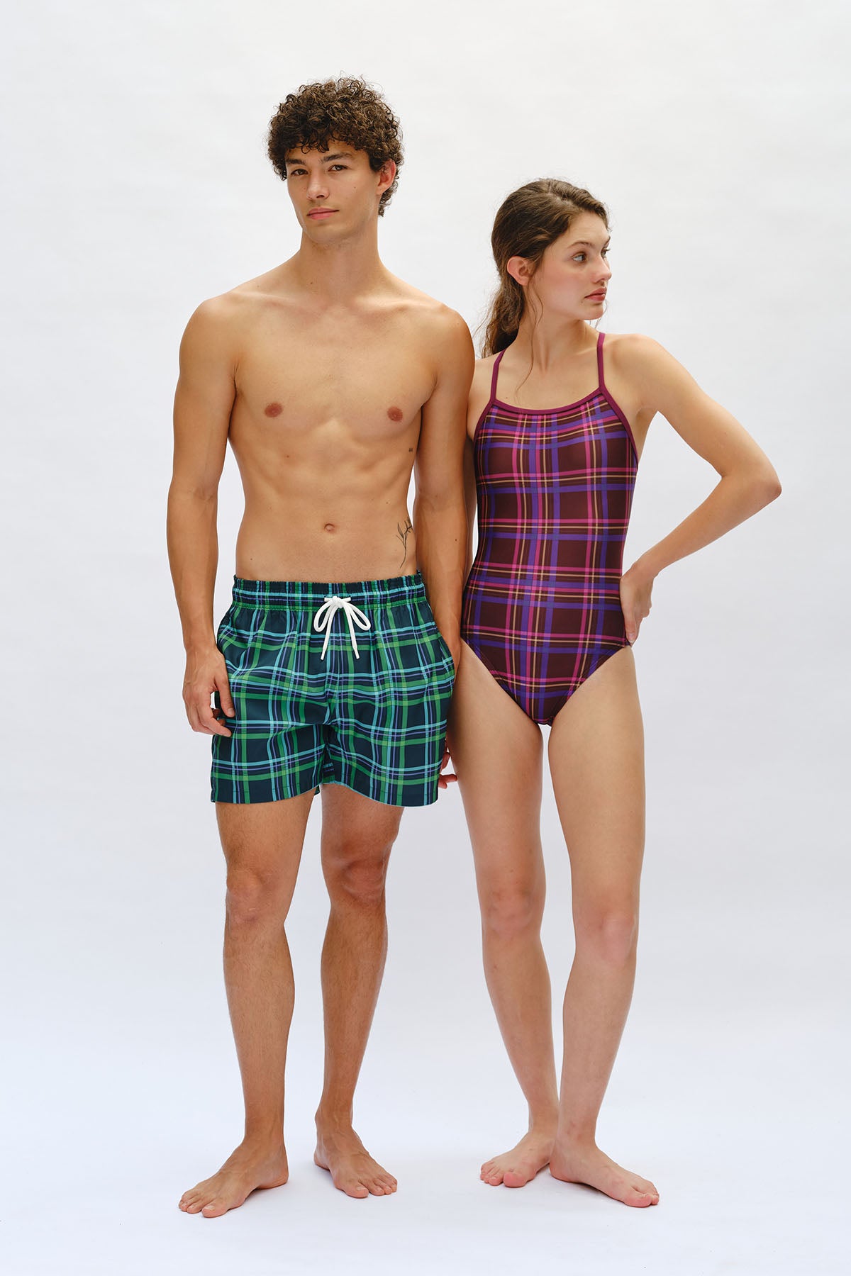 Margot Check Swim Trunks - Pine Forest