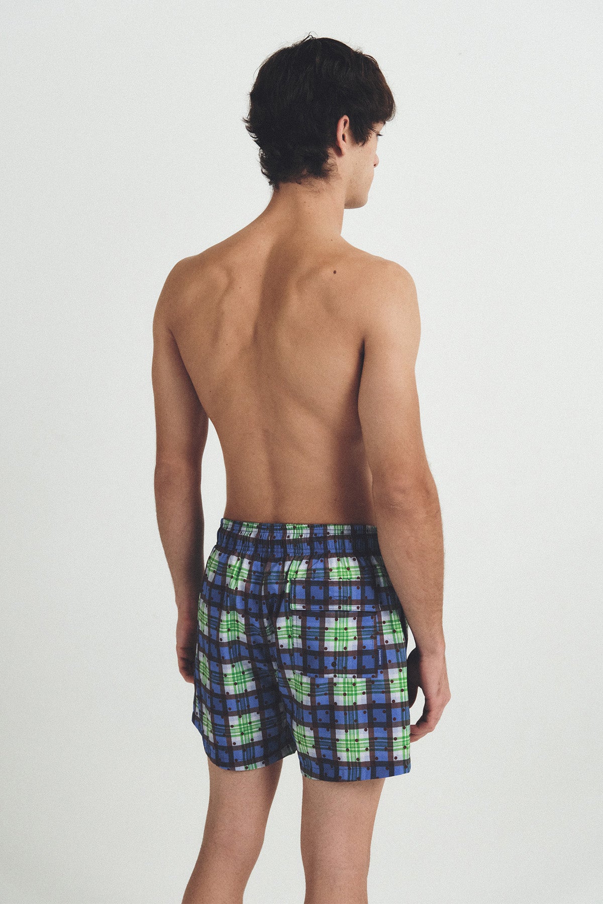 秋のチェック柄スイムトランクス - アンバーブラウン