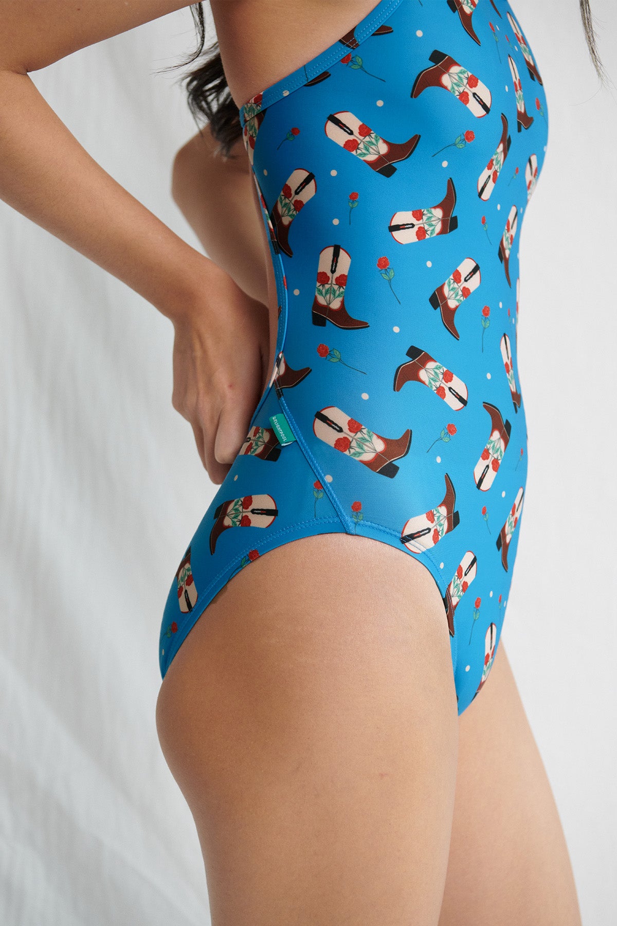 Rosy western boots Swimsuit - Brave Blue