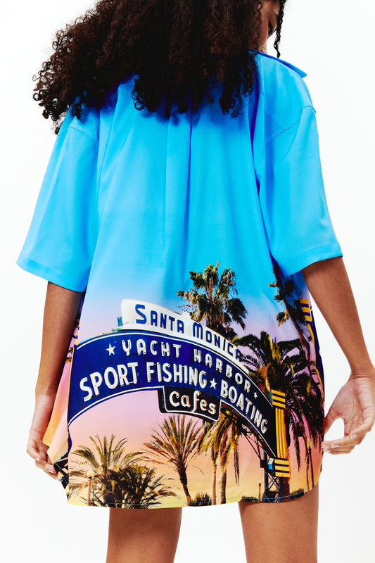 Chemises Longues Santa Monica Pier - Coucher de Soleil Rose