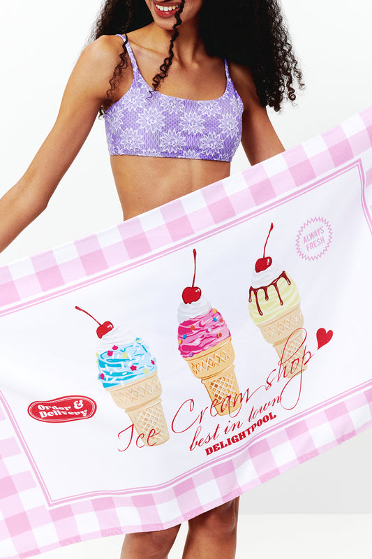 Serviette de plage pour magasin de glaces - Rose