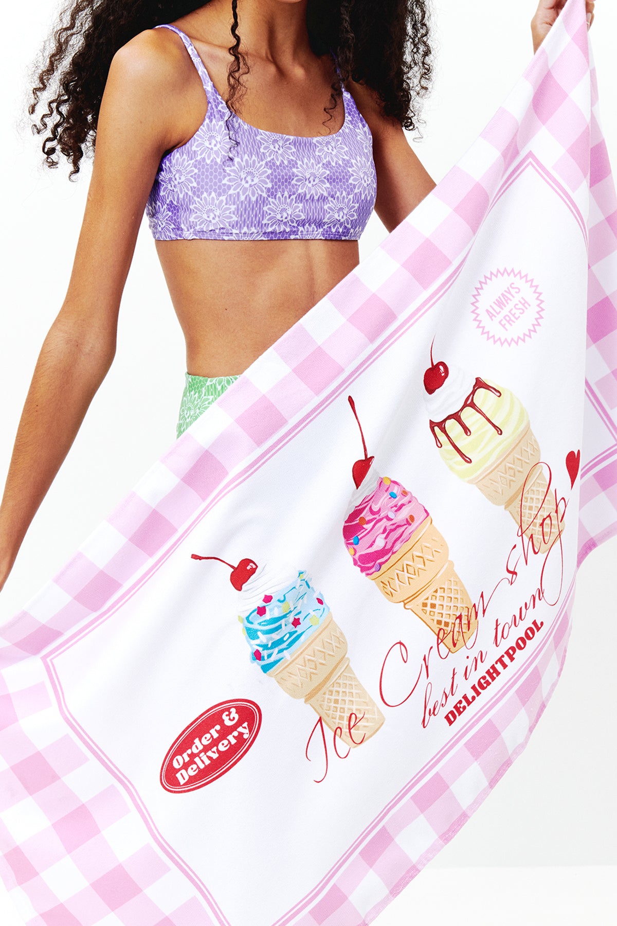 Ice cream Shop Beach Towel - Pink
